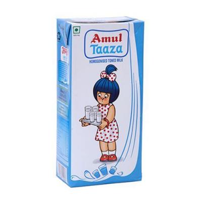 Amul Tazza Toned Milk, 1 L Tetra Pack, 1 L