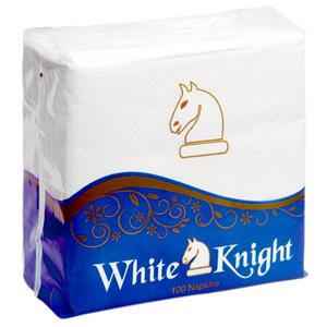 White 30 cm Knight Napkins With 100 Pulls 1 N