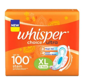 Whisper Choice Ultra Sanitary Napkin XL With Wings, 6 N