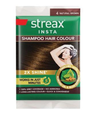 Streax Insta Hair Color Shampoo 15 ml Natural Brown